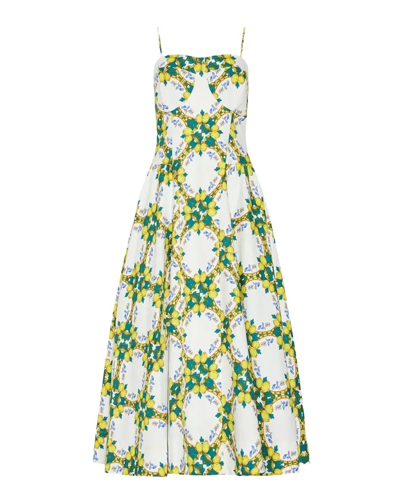 Livna Geometric Lemon-Print Midi Dress Livna Geometric Lemon-Print Midi Dress