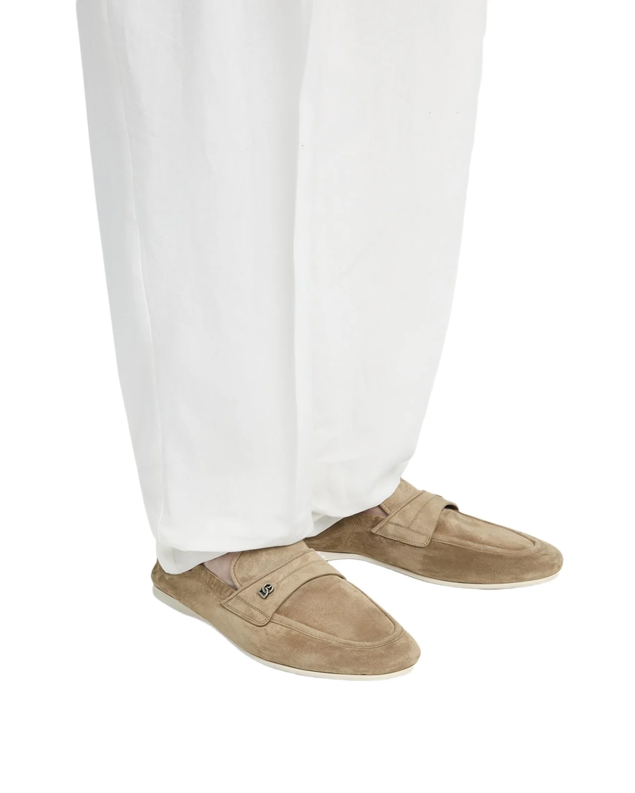 Men's Suede DG-Logo Elastic Penny Loafers Men's Suede DG-Logo Elastic Penny Loafers