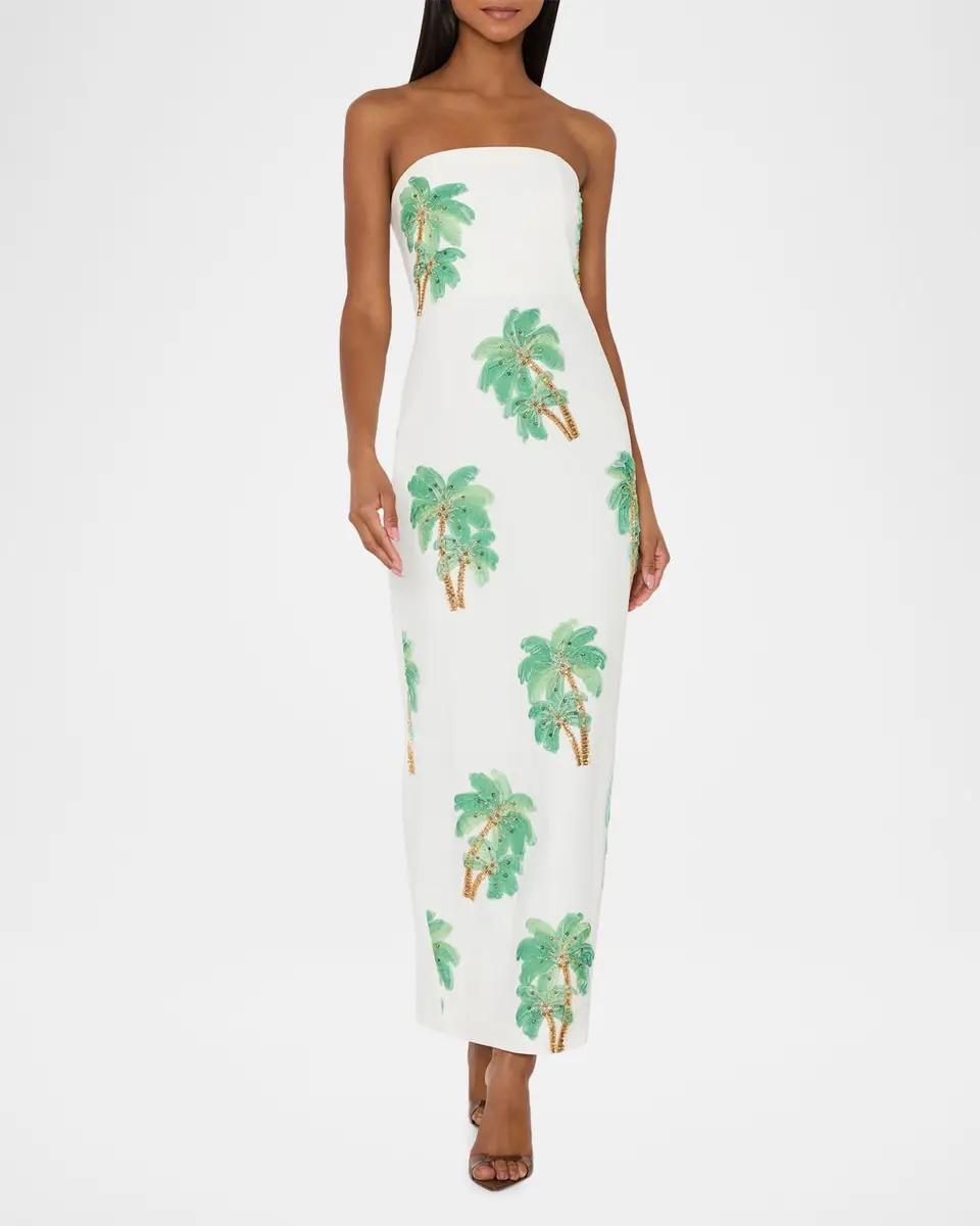 Milly Clara Strapless Embroidered Cotton Maxi Dress | Thumbnail 2 Milly Clara Strapless Embroidered Cotton Maxi Dress | Thumbnail 2