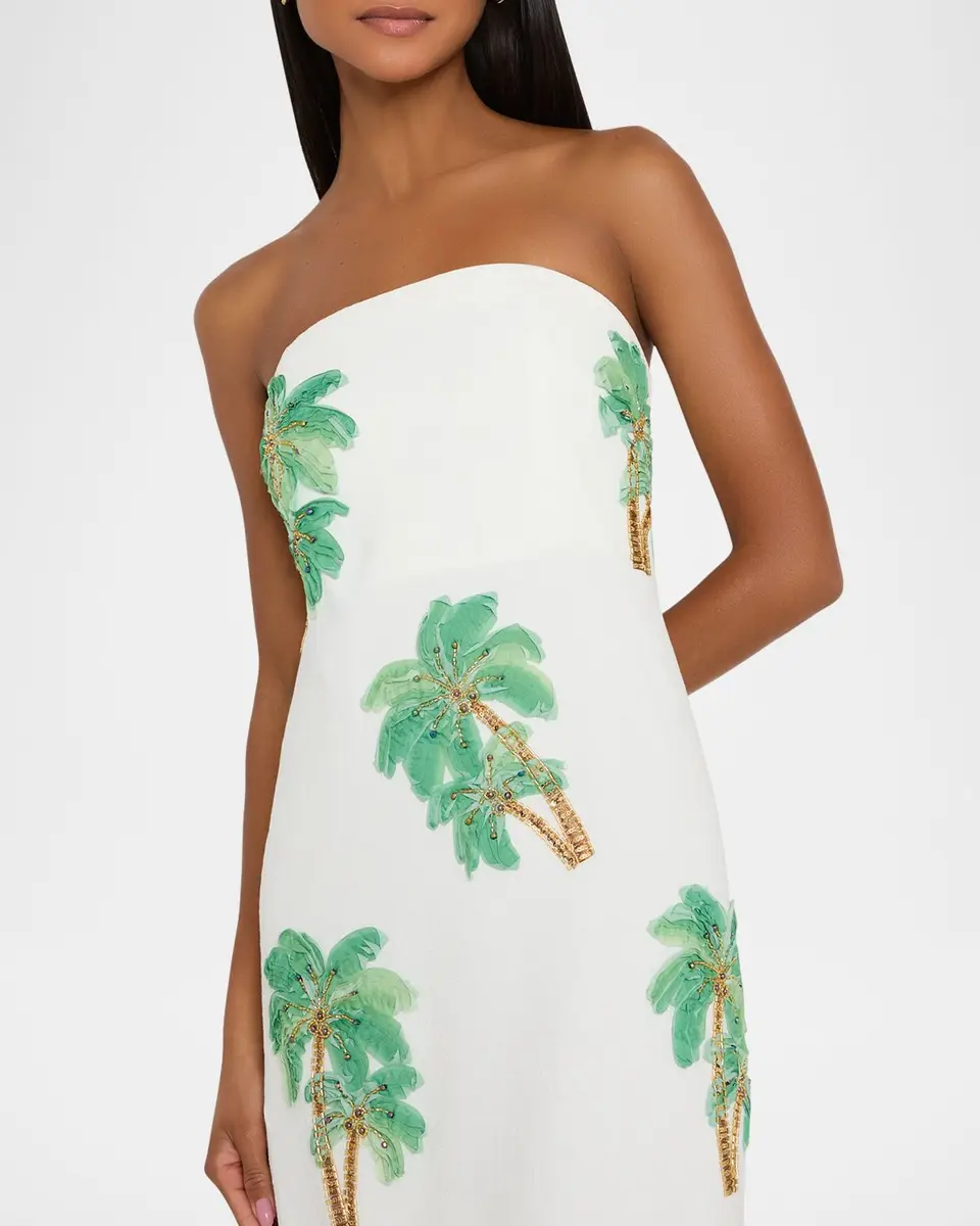 Milly Clara Strapless Embroidered Cotton Maxi Dress | Thumbnail 4 Milly Clara Strapless Embroidered Cotton Maxi Dress | Thumbnail 4