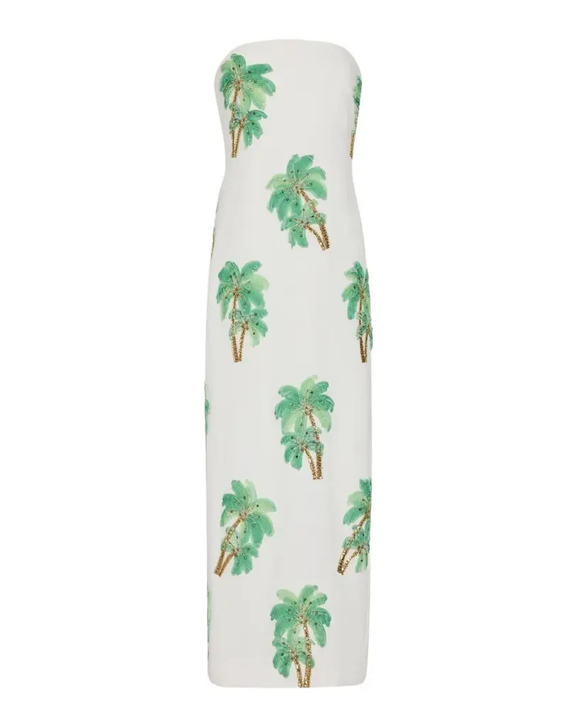 Milly Clara Strapless Embroidered Cotton Maxi Dress | Image 1 Milly Clara Strapless Embroidered Cotton Maxi Dress | Image 1