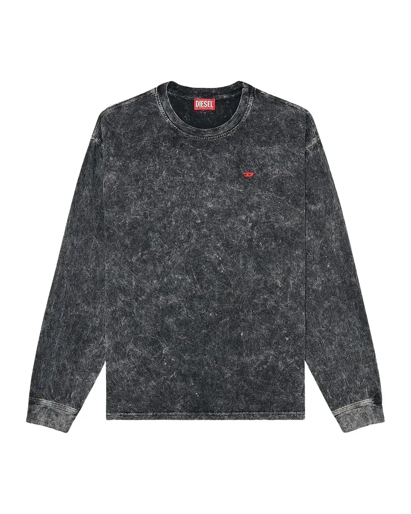 Diesel Men's Logo Acid-Washed Cotton Long-Sleeve T-Shirt | Image 1 Diesel Men's Logo Acid-Washed Cotton Long-Sleeve T-Shirt | Image 1