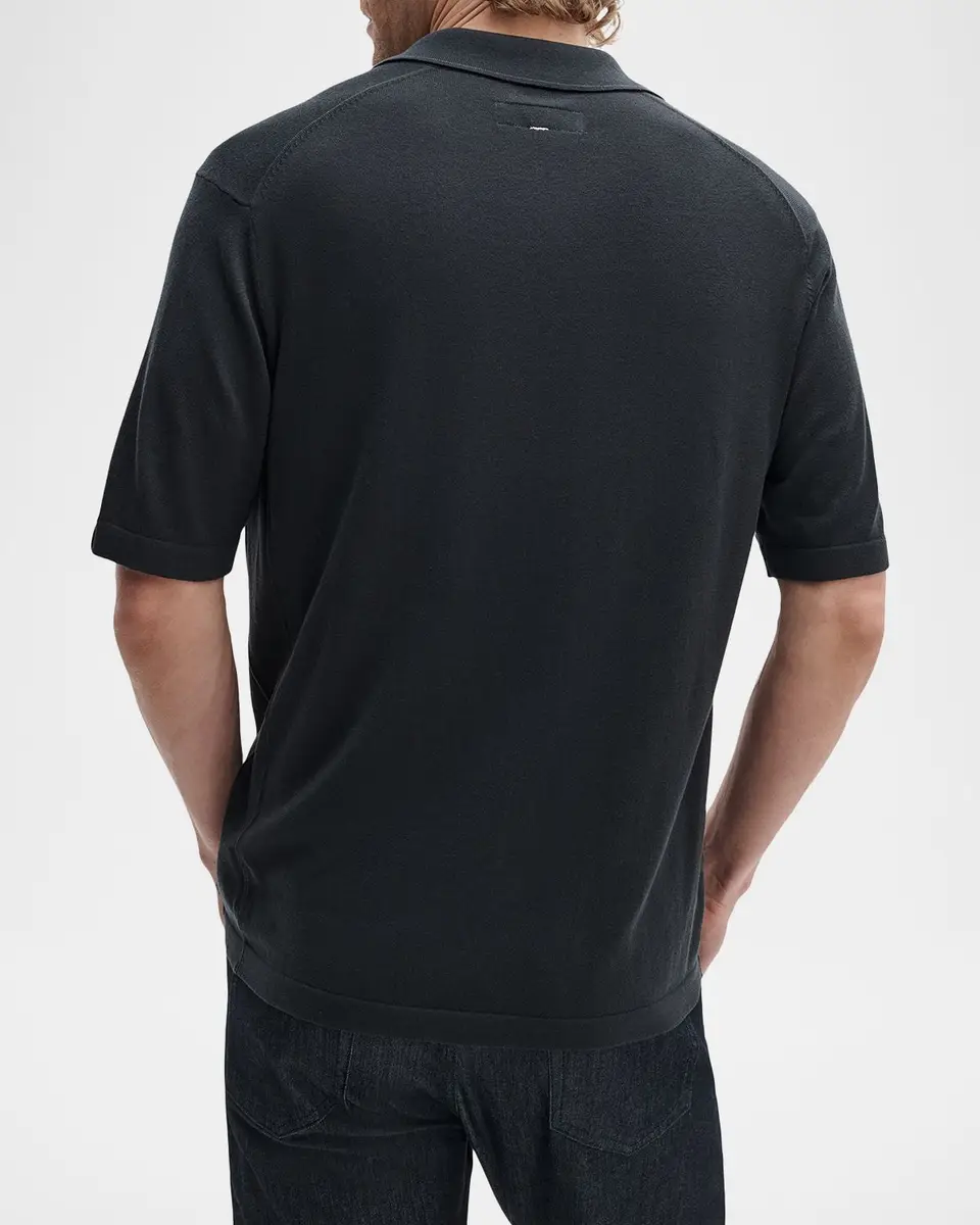 rag & bone Conrad Silk-Cotton Johnny Collar Polo Shirt | Thumbnail 3 rag & bone Conrad Silk-Cotton Johnny Collar Polo Shirt | Thumbnail 3