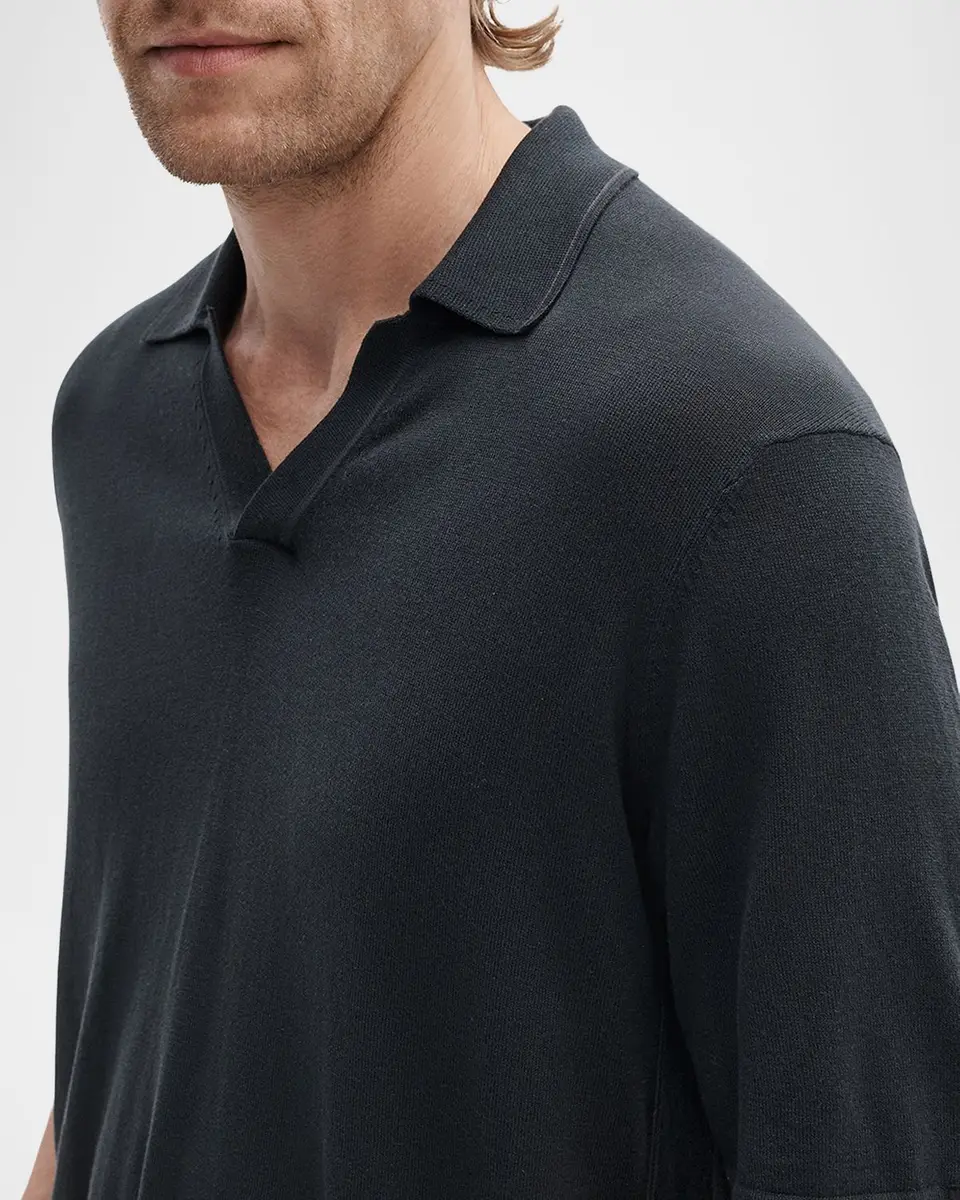 rag & bone Conrad Silk-Cotton Johnny Collar Polo Shirt | Thumbnail 5 rag & bone Conrad Silk-Cotton Johnny Collar Polo Shirt | Thumbnail 5