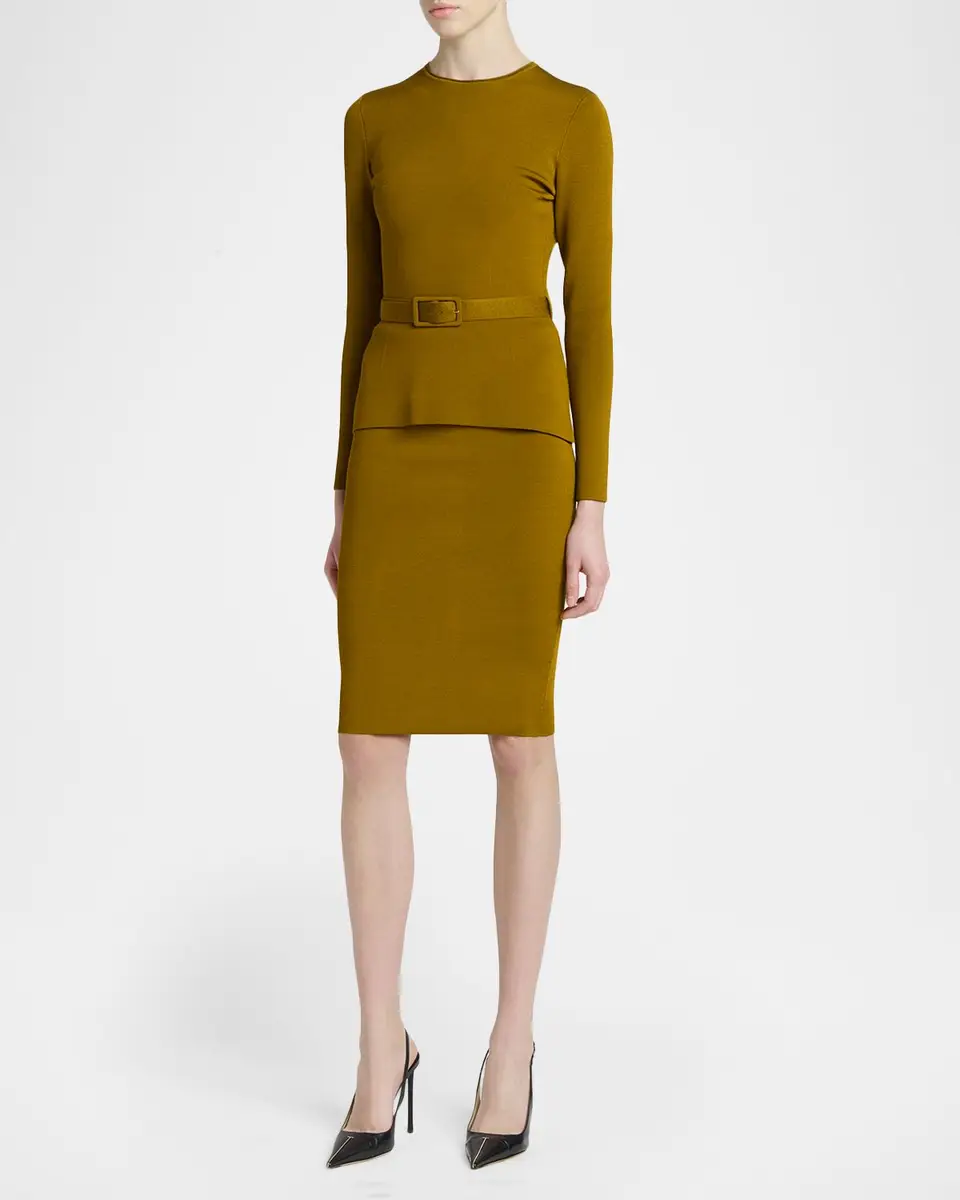 Tom Ford Olivinegr Long-Sleeve Belted Top | Thumbnail 2 Tom Ford Olivinegr Long-Sleeve Belted Top | Thumbnail 2