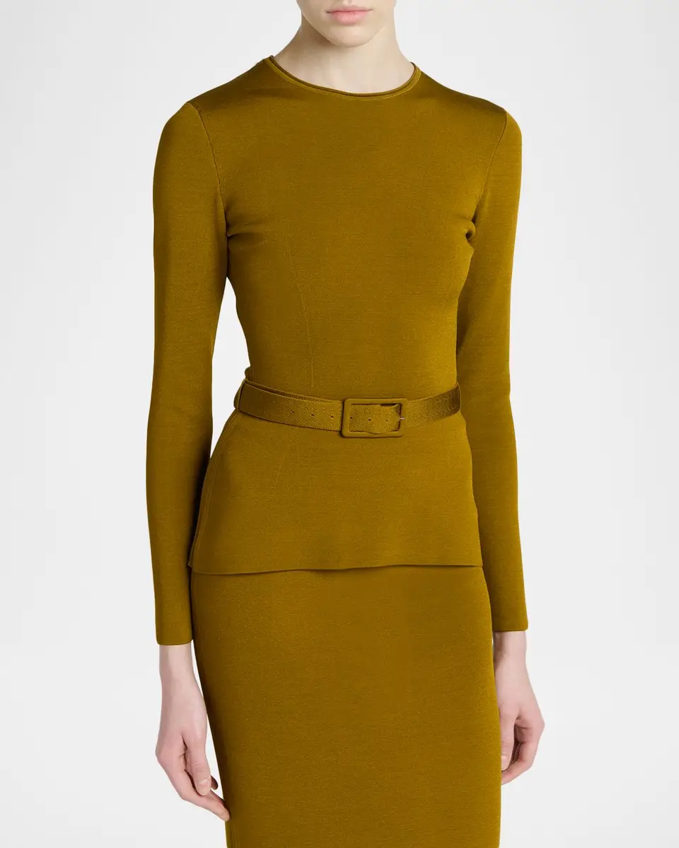 Tom Ford Olivinegr Long-Sleeve Belted Top | Thumbnail 4 Tom Ford Olivinegr Long-Sleeve Belted Top | Thumbnail 4