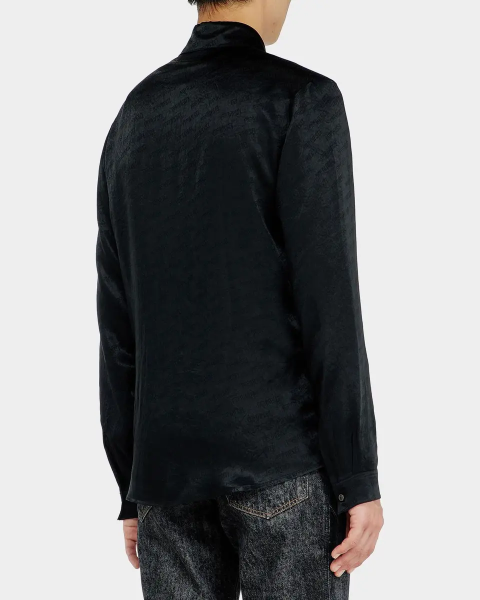 Diesel Men's Kinny Logo-Monogram Satin Shirt | Thumbnail 3 Diesel Men's Kinny Logo-Monogram Satin Shirt | Thumbnail 3