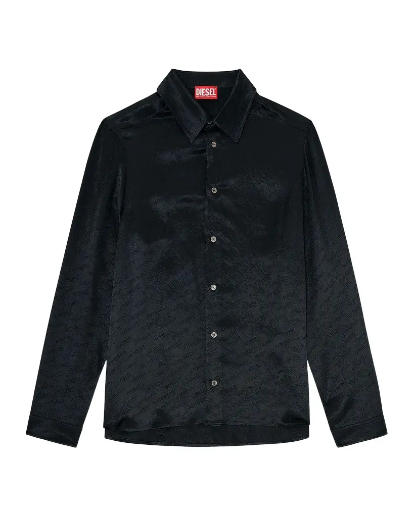 Men's Kinny Logo-Monogram Satin Shirt Men's Kinny Logo-Monogram Satin Shirt