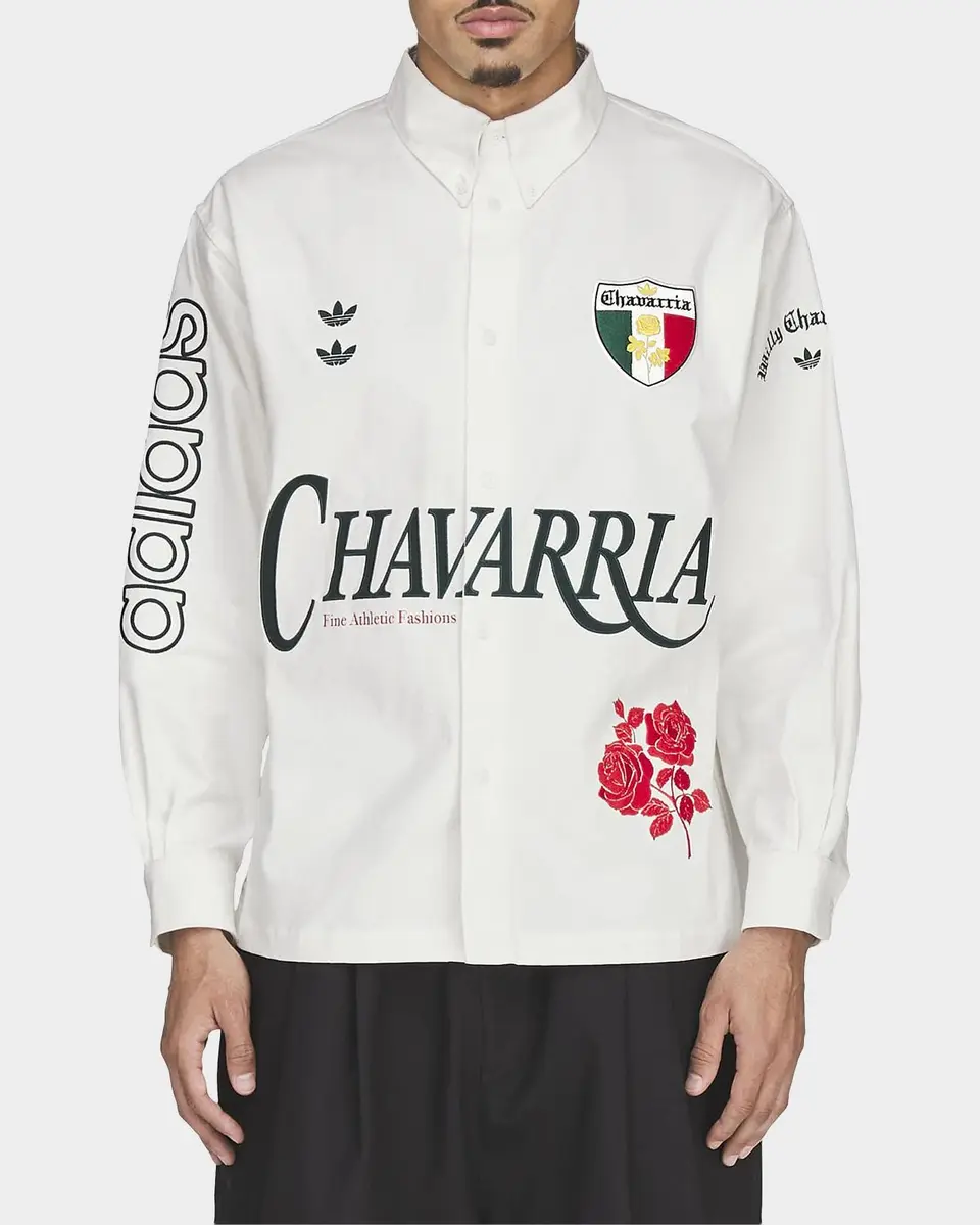 Adidas x Chavarria Men's Cotton Embroidered Button-Down Shirt | Thumbnail 4 Adidas x Chavarria Men's Cotton Embroidered Button-Down Shirt | Thumbnail 4