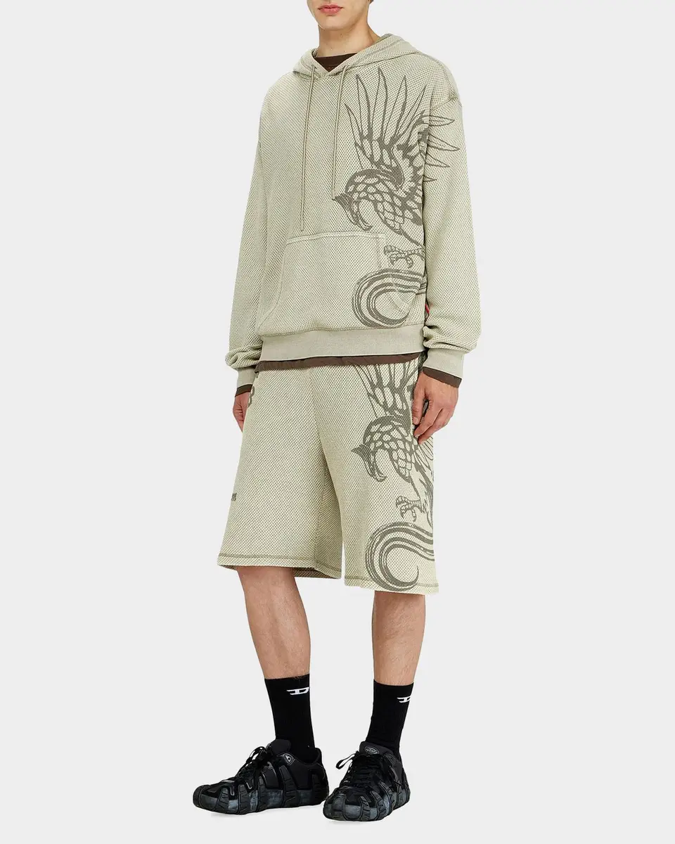 Diesel Men's Norm Eagle-Graphic Acid-Wash Mesh Hoodie | Thumbnail 2 Diesel Men's Norm Eagle-Graphic Acid-Wash Mesh Hoodie | Thumbnail 2
