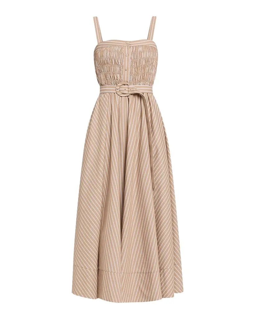 Cinq à Sept Clara Stripe Cotton-Blend Midi Dress | Image 1 Cinq à Sept Clara Stripe Cotton-Blend Midi Dress | Image 1