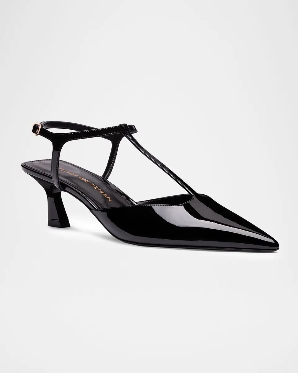Stuart Weitzman 50mm Vinnie Patent Leather T-Strap Pumps | Thumbnail 2 Stuart Weitzman 50mm Vinnie Patent Leather T-Strap Pumps | Thumbnail 2