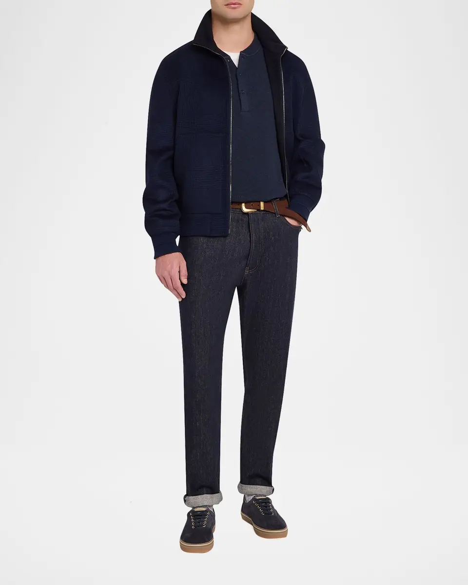 Brunello Cucinelli Men's Cashmere Textured Full-Zip Bomber Jacket | Thumbnail 2 Brunello Cucinelli Men's Cashmere Textured Full-Zip Bomber Jacket | Thumbnail 2