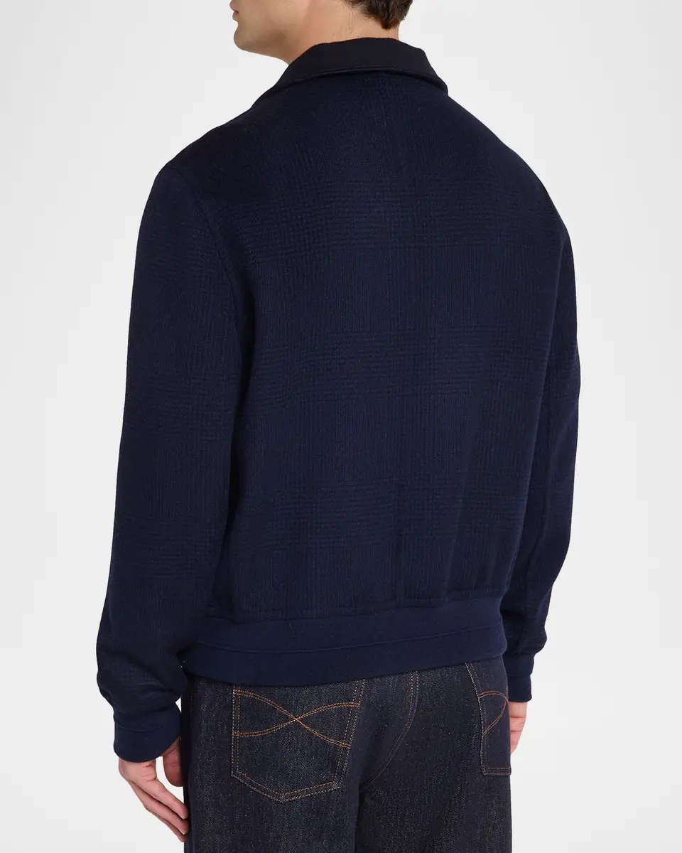 Brunello Cucinelli Men's Cashmere Textured Full-Zip Bomber Jacket | Thumbnail 3 Brunello Cucinelli Men's Cashmere Textured Full-Zip Bomber Jacket | Thumbnail 3
