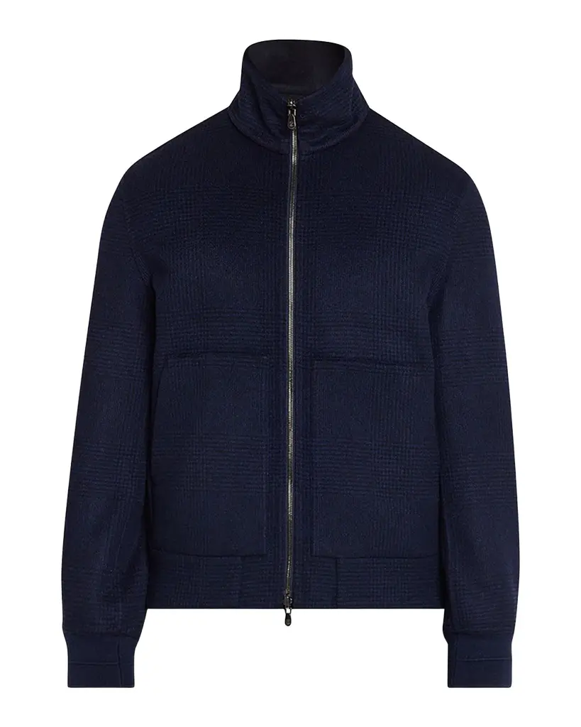 Brunello Cucinelli Men's Cashmere Textured Full-Zip Bomber Jacket | Image 1 Brunello Cucinelli Men's Cashmere Textured Full-Zip Bomber Jacket | Image 1