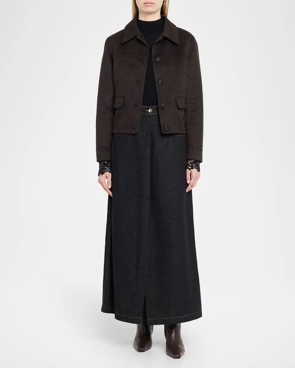 Brunello Cucinelli Denim A-Line Slit Maxi Skirt | Thumbnail 2 Brunello Cucinelli Denim A-Line Slit Maxi Skirt | Thumbnail 2