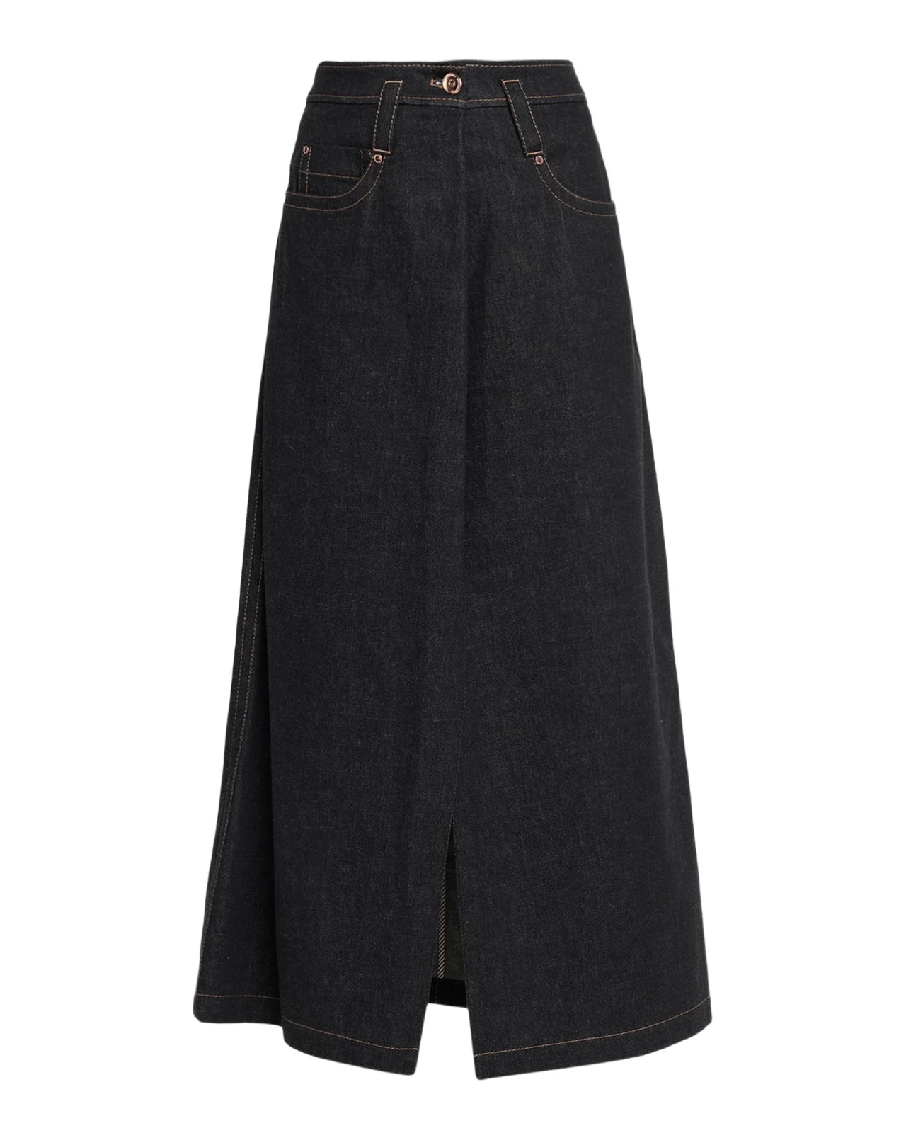Denim A-Line Slit Maxi Skirt Denim A-Line Slit Maxi Skirt