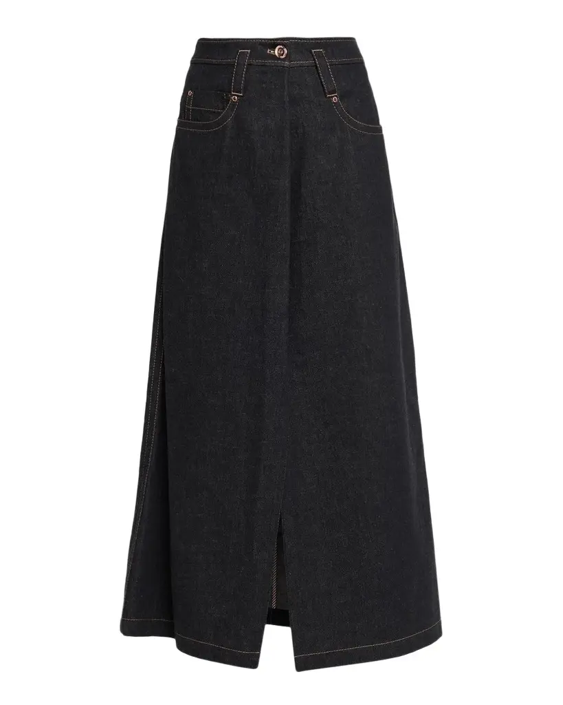 Brunello Cucinelli Denim A-Line Slit Maxi Skirt | Image 1 Brunello Cucinelli Denim A-Line Slit Maxi Skirt | Image 1