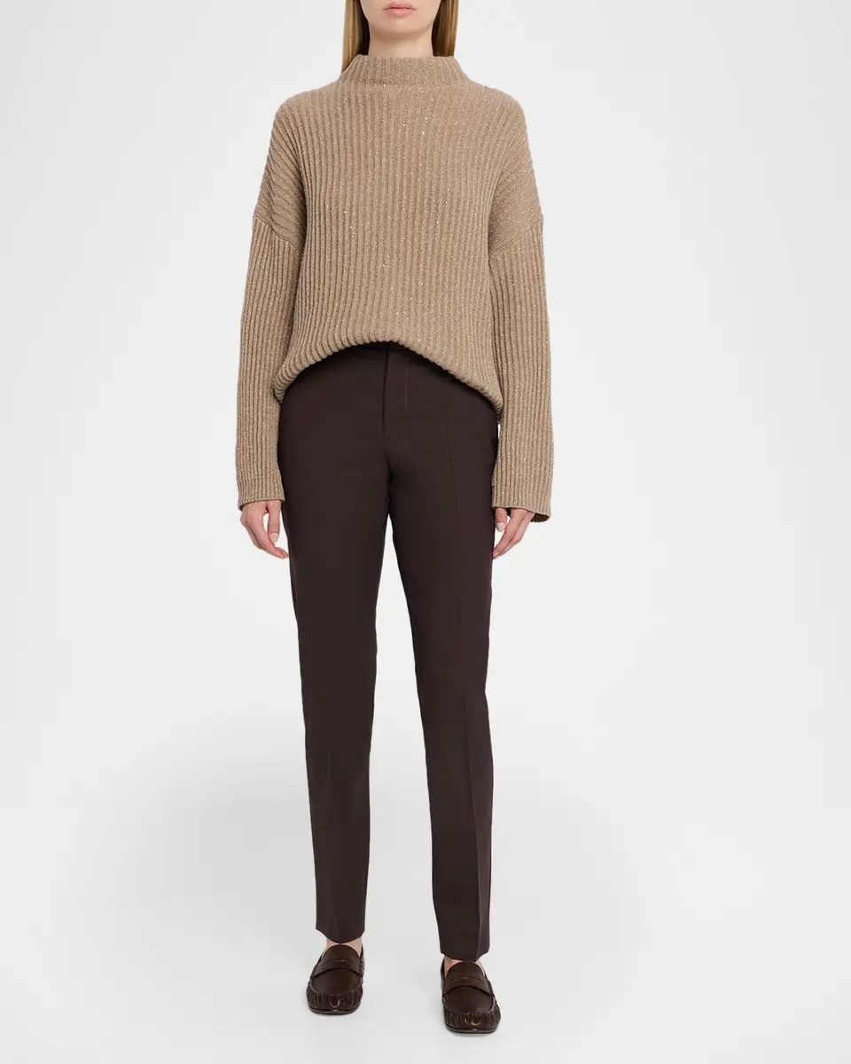 Brunello Cucinelli Turtleneck Shimmering Cashmere-Wool Rib Sweater | Thumbnail 2 Brunello Cucinelli Turtleneck Shimmering Cashmere-Wool Rib Sweater | Thumbnail 2