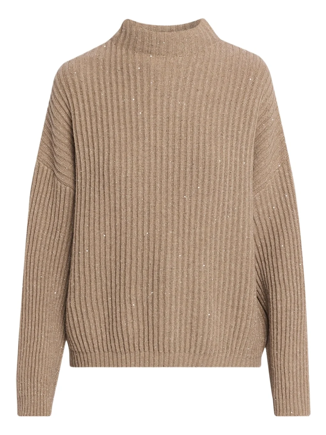 Turtleneck Shimmering Cashmere-Wool Rib Sweater Turtleneck Shimmering Cashmere-Wool Rib Sweater