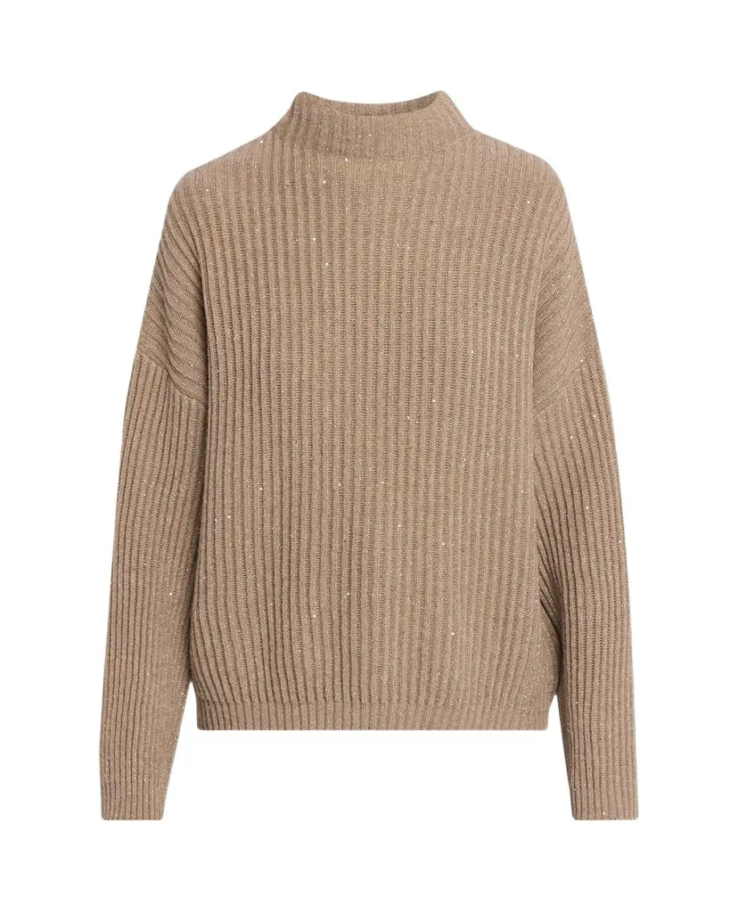 Brunello Cucinelli Turtleneck Shimmering Cashmere-Wool Rib Sweater | Image 1 Brunello Cucinelli Turtleneck Shimmering Cashmere-Wool Rib Sweater | Image 1
