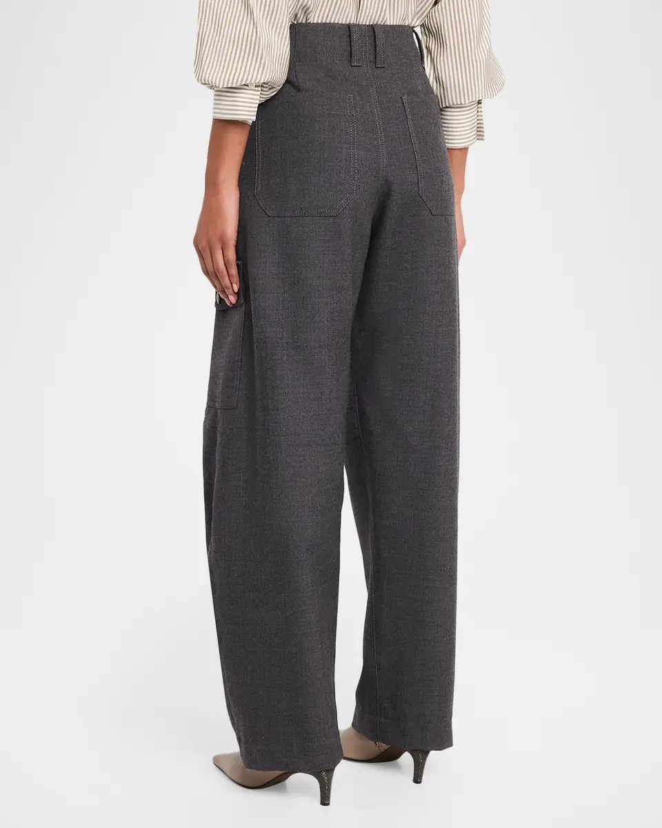 Brunello Cucinelli Mid-Rise Barrel-Leg Cargo Pants | Thumbnail 3