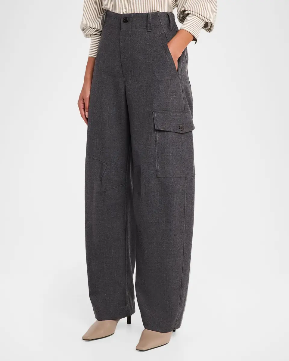 Brunello Cucinelli Mid-Rise Barrel-Leg Cargo Pants | Thumbnail 4