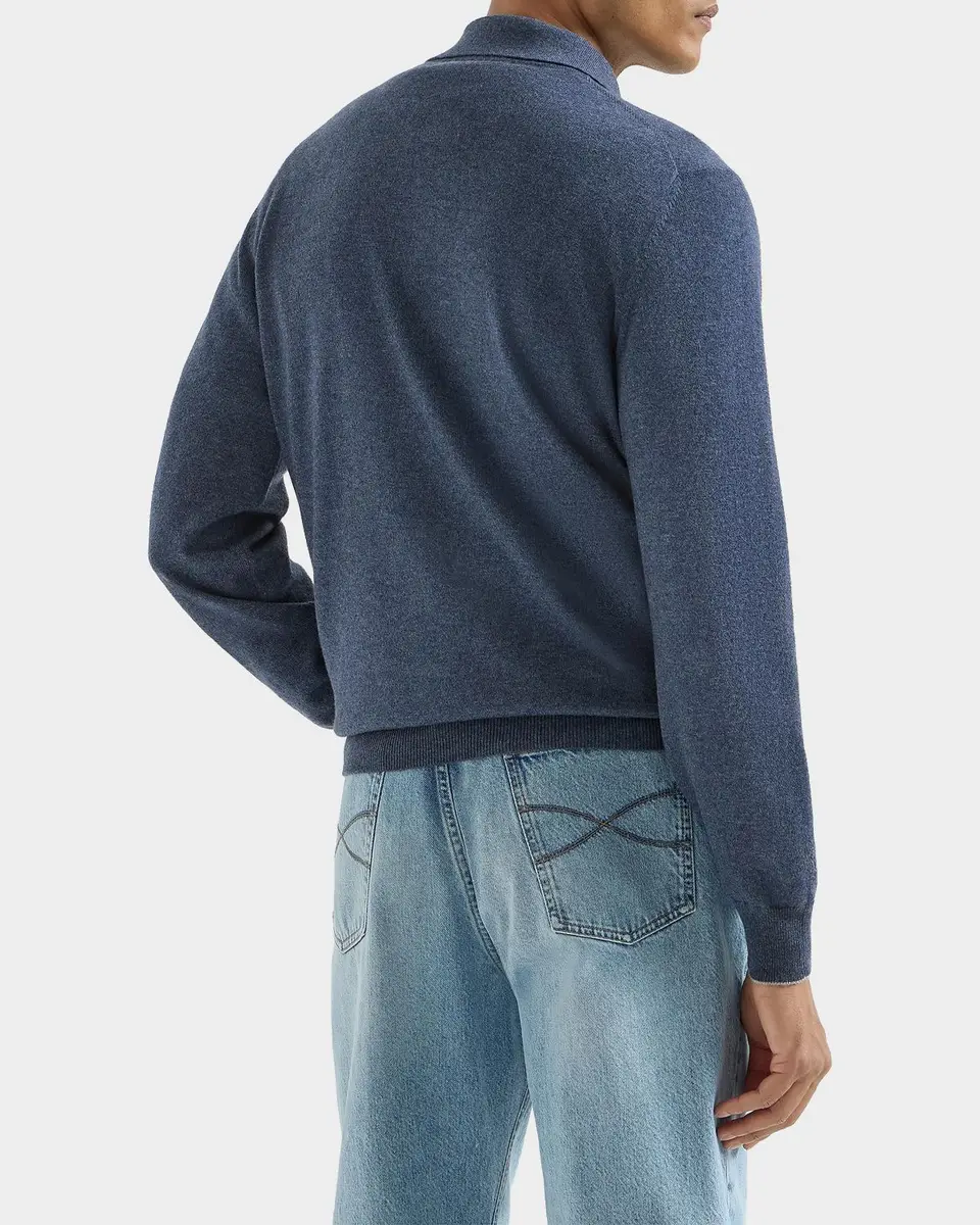 Brunello Cucinelli Men's Cashmere Knit Long-Sleeve Polo Shirt | Thumbnail 3 Brunello Cucinelli Men's Cashmere Knit Long-Sleeve Polo Shirt | Thumbnail 3
