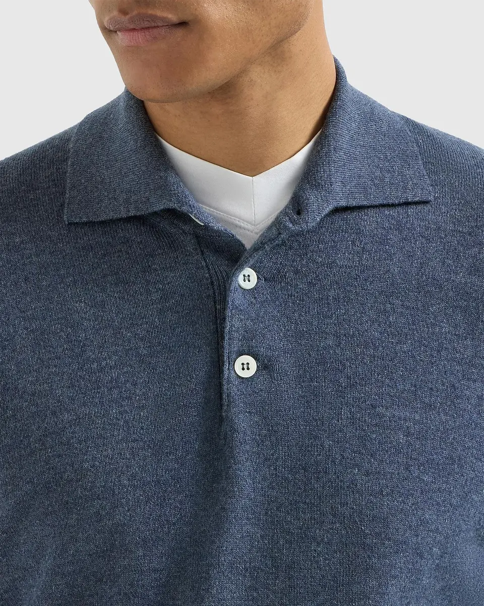 Brunello Cucinelli Men's Cashmere Knit Long-Sleeve Polo Shirt | Thumbnail 5 Brunello Cucinelli Men's Cashmere Knit Long-Sleeve Polo Shirt | Thumbnail 5