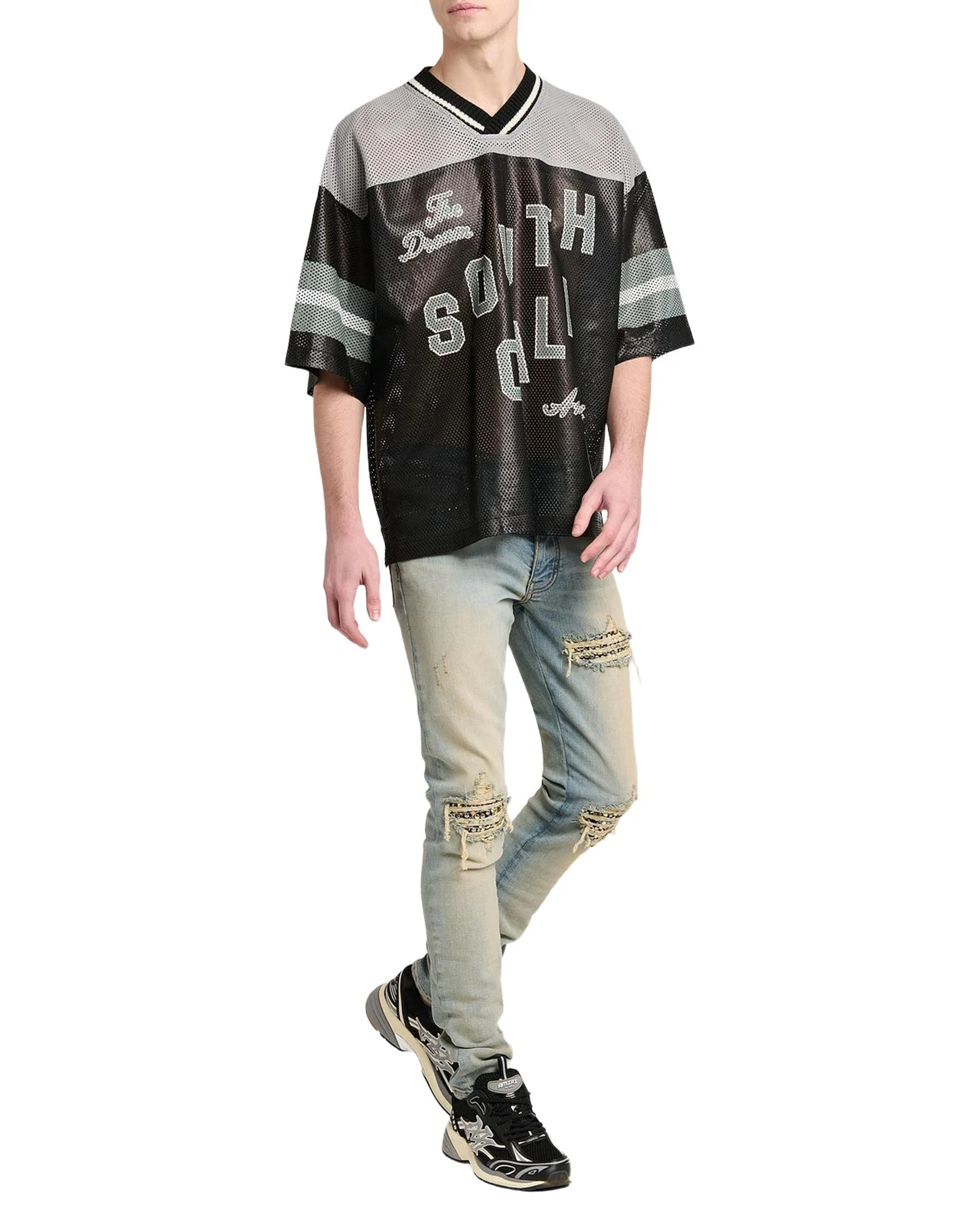 AMIRI Graphic Leather Mesh T-Shirt
