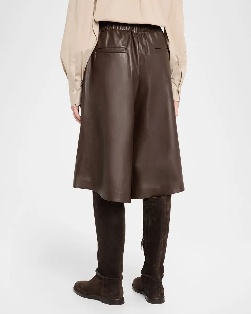 Brunello Cucinelli Leather Wide-Leg Culotte Pants | Thumbnail 3 Brunello Cucinelli Leather Wide-Leg Culotte Pants | Thumbnail 3