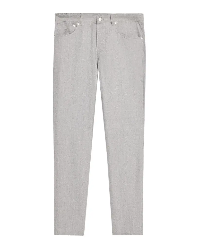 Brunello Cucinelli Men's Flannel Tapered Leg Five-Pocket Pants | Image 1 Brunello Cucinelli Men's Flannel Tapered Leg Five-Pocket Pants | Image 1