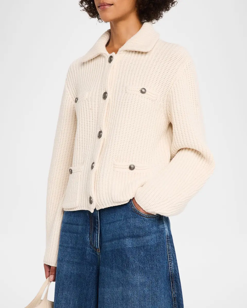 Brunello Cucinelli Cashmere Rib Collared Cardigan | Thumbnail 4 Brunello Cucinelli Cashmere Rib Collared Cardigan | Thumbnail 4