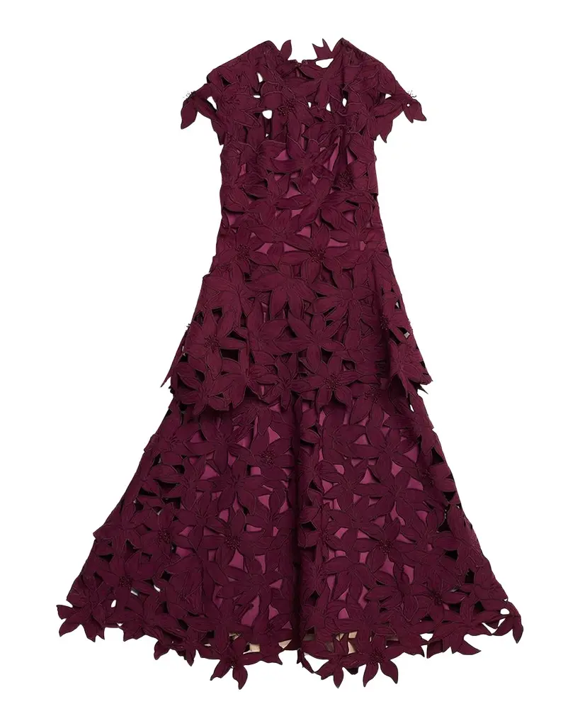 Simkhai Neve Layered Floral Cutwork Lace Midi Dress | Image 1 Simkhai Neve Layered Floral Cutwork Lace Midi Dress | Image 1