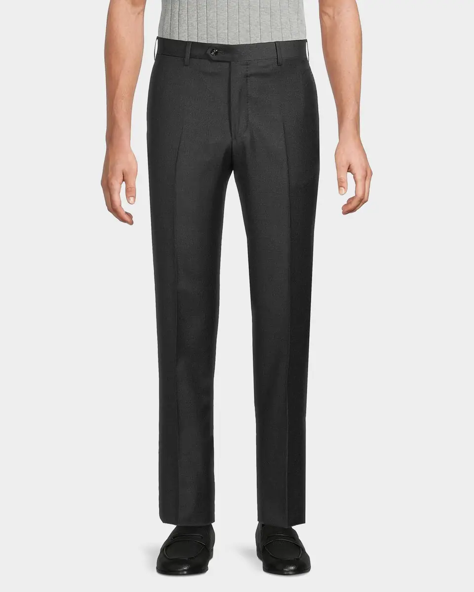 Giorgio Armani Men's Solid Wool Flat-Front Trousers | Thumbnail 3 Giorgio Armani Men's Solid Wool Flat-Front Trousers | Thumbnail 3