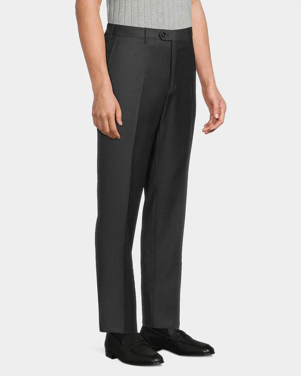 Giorgio Armani Men's Solid Wool Flat-Front Trousers | Thumbnail 5 Giorgio Armani Men's Solid Wool Flat-Front Trousers | Thumbnail 5