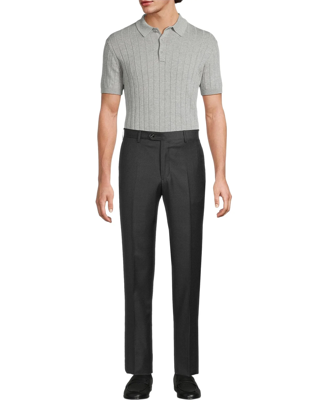 Men's Solid Wool Flat-Front Trousers Men's Solid Wool Flat-Front Trousers