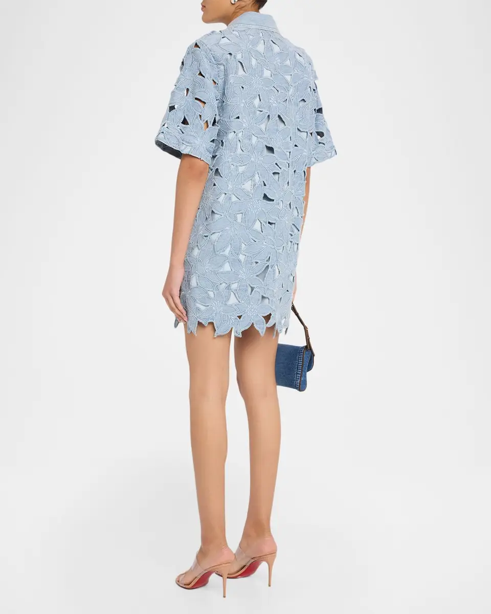 Simkhai Calyn Embroidered Denim Mini Dress | Thumbnail 3 Simkhai Calyn Embroidered Denim Mini Dress | Thumbnail 3