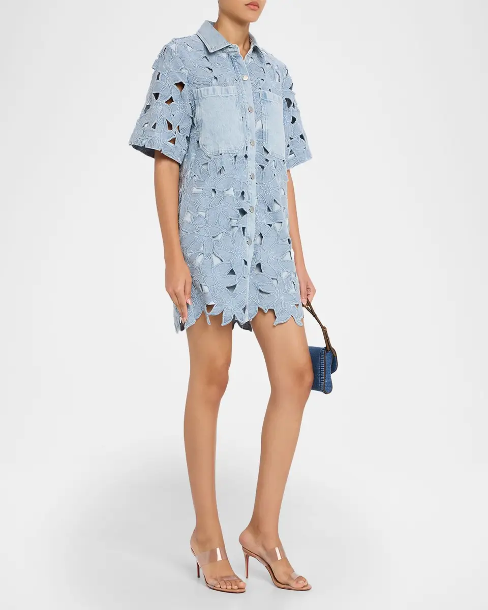 Simkhai Calyn Embroidered Denim Mini Dress | Thumbnail 4 Simkhai Calyn Embroidered Denim Mini Dress | Thumbnail 4