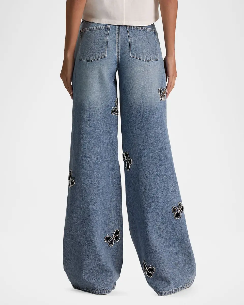 Alice + Olivia Amazing Embellished Cutout Jeans | Thumbnail 3