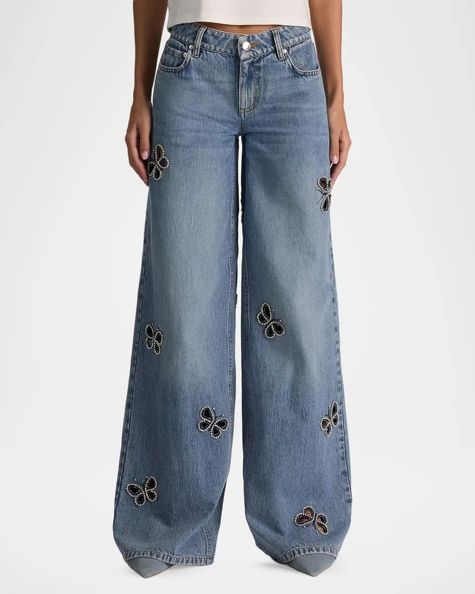 Alice + Olivia Amazing Embellished Cutout Jeans | Thumbnail 4