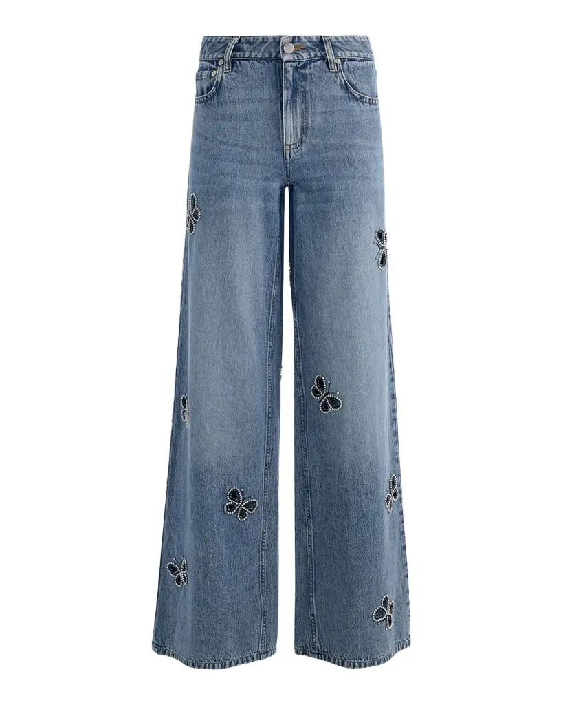 Alice + Olivia Amazing Embellished Cutout Jeans | Image 1 Alice + Olivia Amazing Embellished Cutout Jeans | Image 1