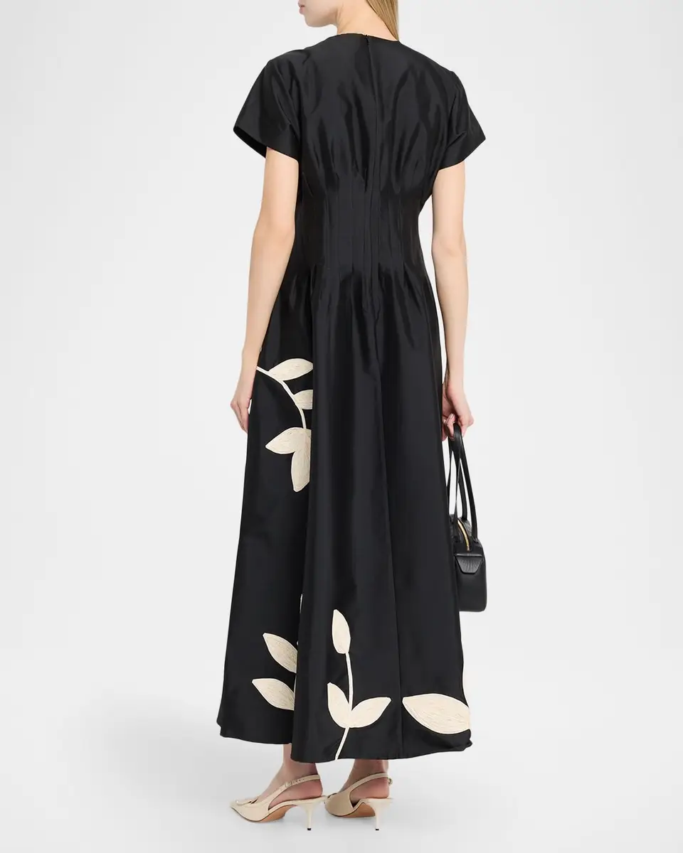 LOVEBIRDS Marvis Floral Embroidered Pleated Ankle Dress | Thumbnail 3 LOVEBIRDS Marvis Floral Embroidered Pleated Ankle Dress | Thumbnail 3