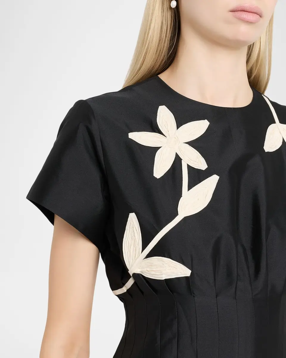 LOVEBIRDS Marvis Floral Embroidered Pleated Ankle Dress | Thumbnail 5 LOVEBIRDS Marvis Floral Embroidered Pleated Ankle Dress | Thumbnail 5