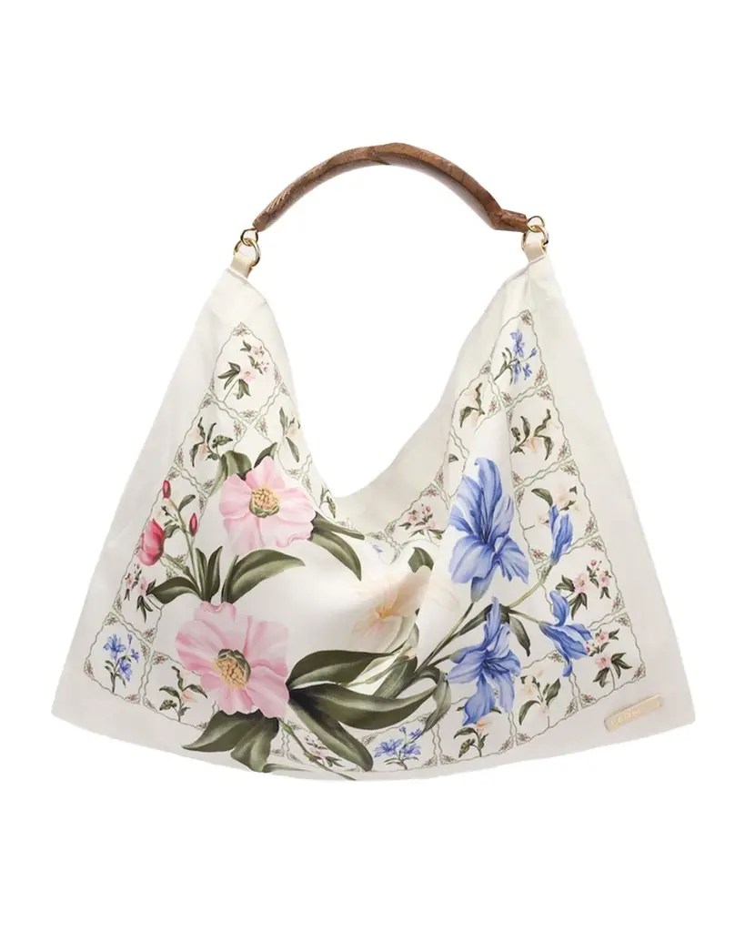 Floral-Print Satin Scarf Top-Handle Bag Floral-Print Satin Scarf Top-Handle Bag