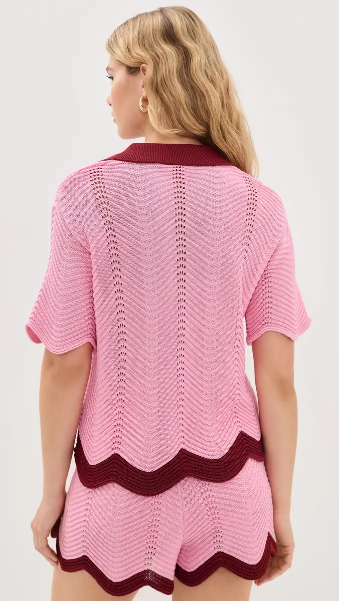 English Factory Scallop Polo Short Sleeve Knit | Thumbnail 3