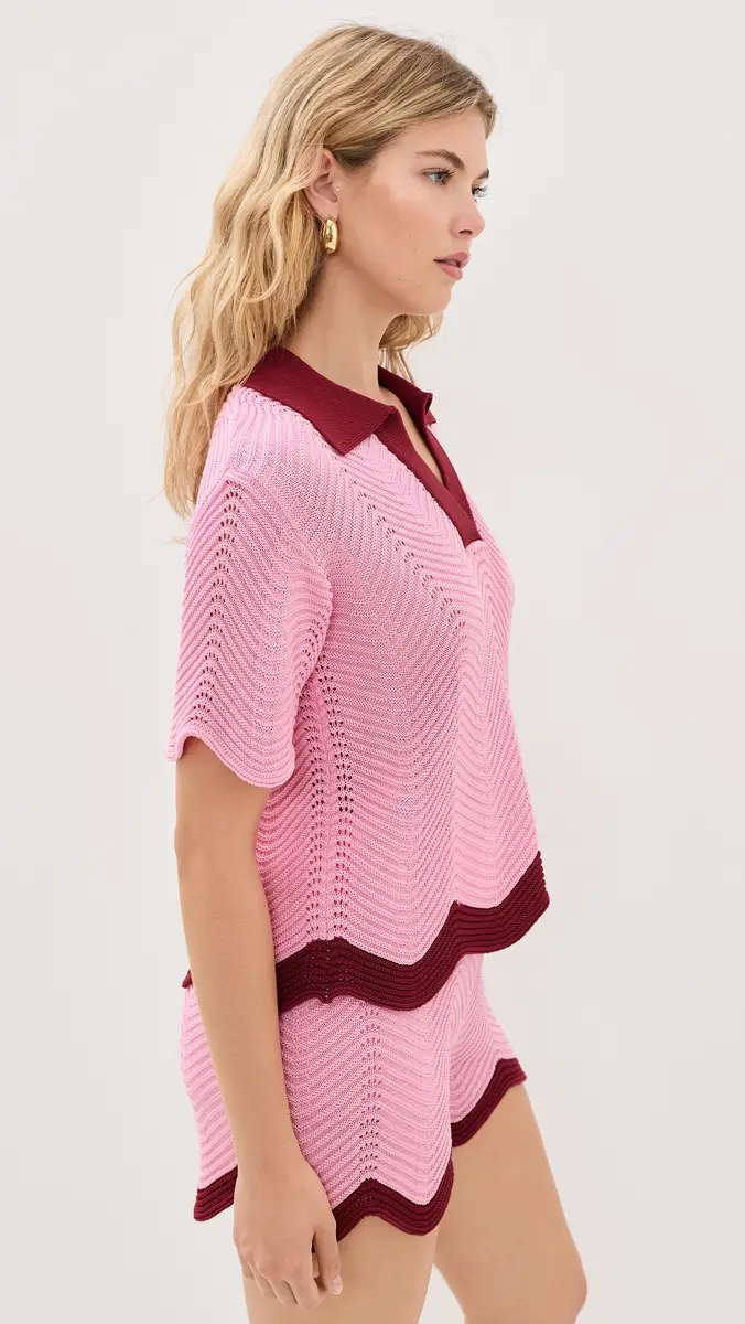English Factory Scallop Polo Short Sleeve Knit | Thumbnail 4