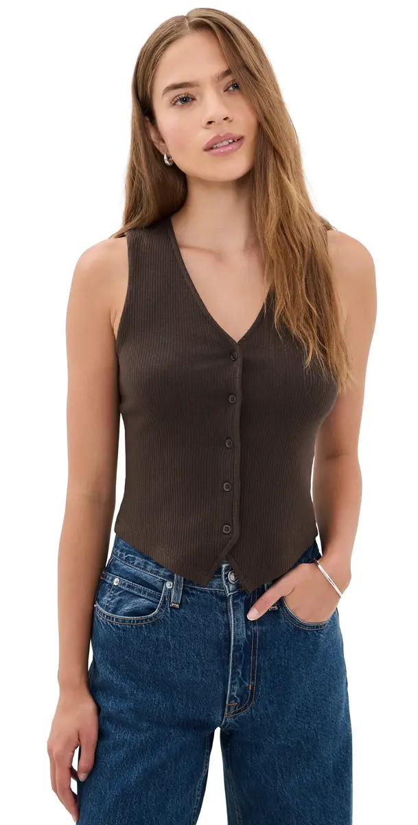 Madewell Ribbed V-Neck Vest | Image 1 Madewell Ribbed V-Neck Vest | Image 1