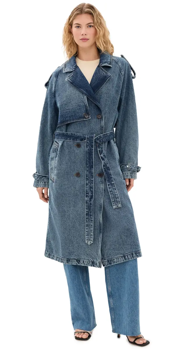 ANINE BING Rickie Denim Maxi Trench Cabana Blue | Image 1 ANINE BING Rickie Denim Maxi Trench Cabana Blue | Image 1