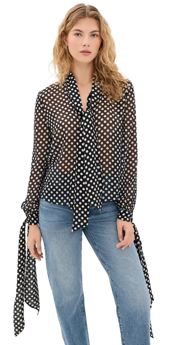 Frame The Polka Dot Nouvelle Blouse Black multi L | Image 1 Frame The Polka Dot Nouvelle Blouse Black multi L | Image 1